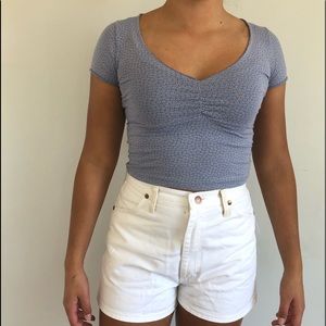 Brandy Melville blue Gina top with white flowers